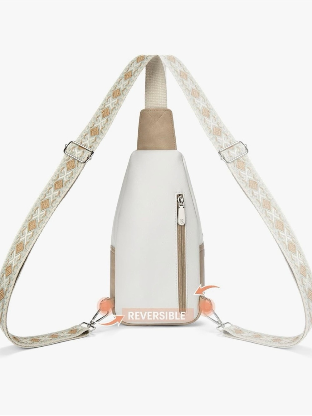 Ivory & Tan Crossbody Sling Bag - Picture 6 of 8